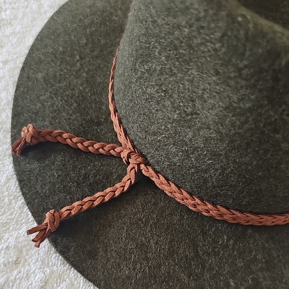 NWT Treasure & Bond Double -Braid Wool Felt Fedora Adjustable Hat Olive - Picture 16 of 16